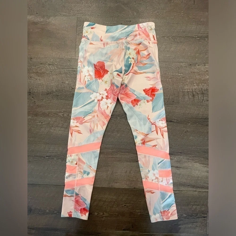 Old Navy Girls Pink Floral Athletic Legging Pants Size L(10-12)
